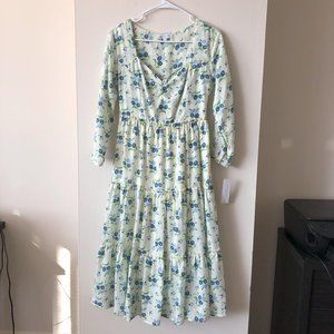 Sweet Baby Jamie Floral 3/4 Sleeve Tiered Midi Dress - Size Small